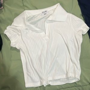 White crop top collared ardene medium petite